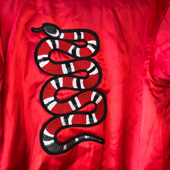 Lightly worn I Am Gia red satin bomber jacket - Picture 3 of 3